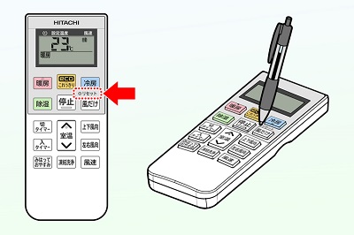 日立エアコンリセットボタン