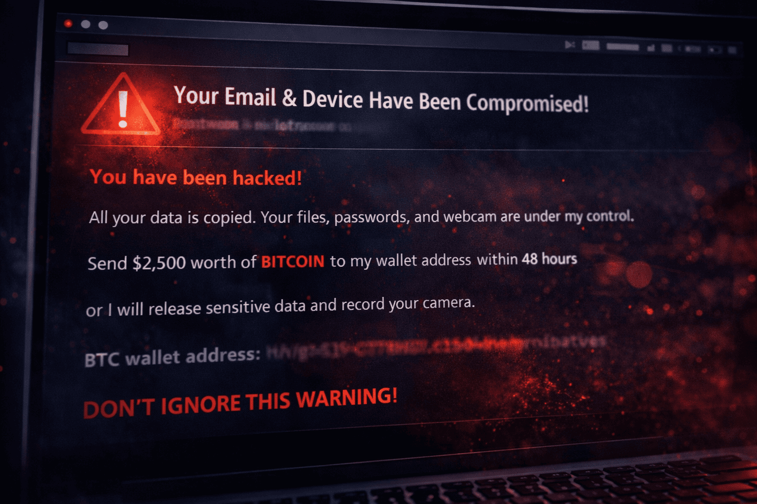 迷惑メール 英語 ビットコインの典型的な脅迫文